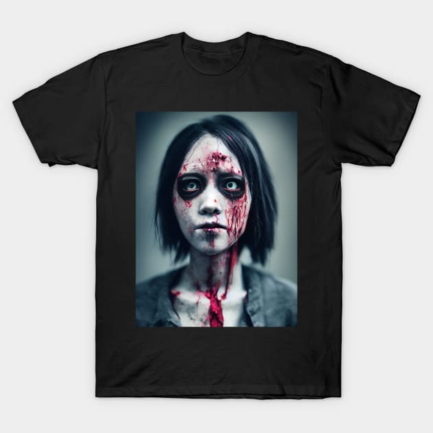 Zombie Girl Portrait T-Shirt by Nysa Design